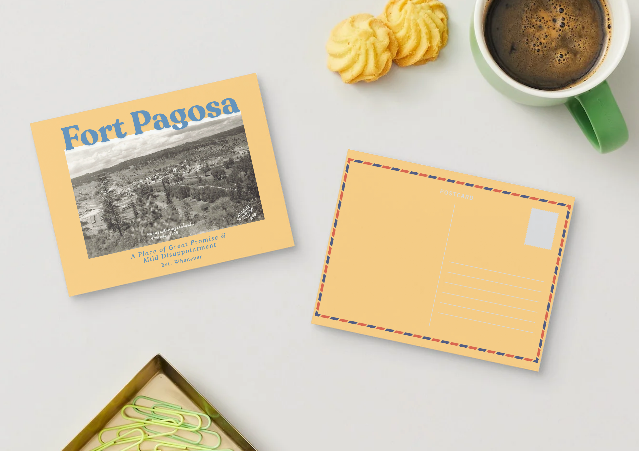 Fort Pagosa Postcard A Place of Great Promise & Mild Disappointment Est. Whenever