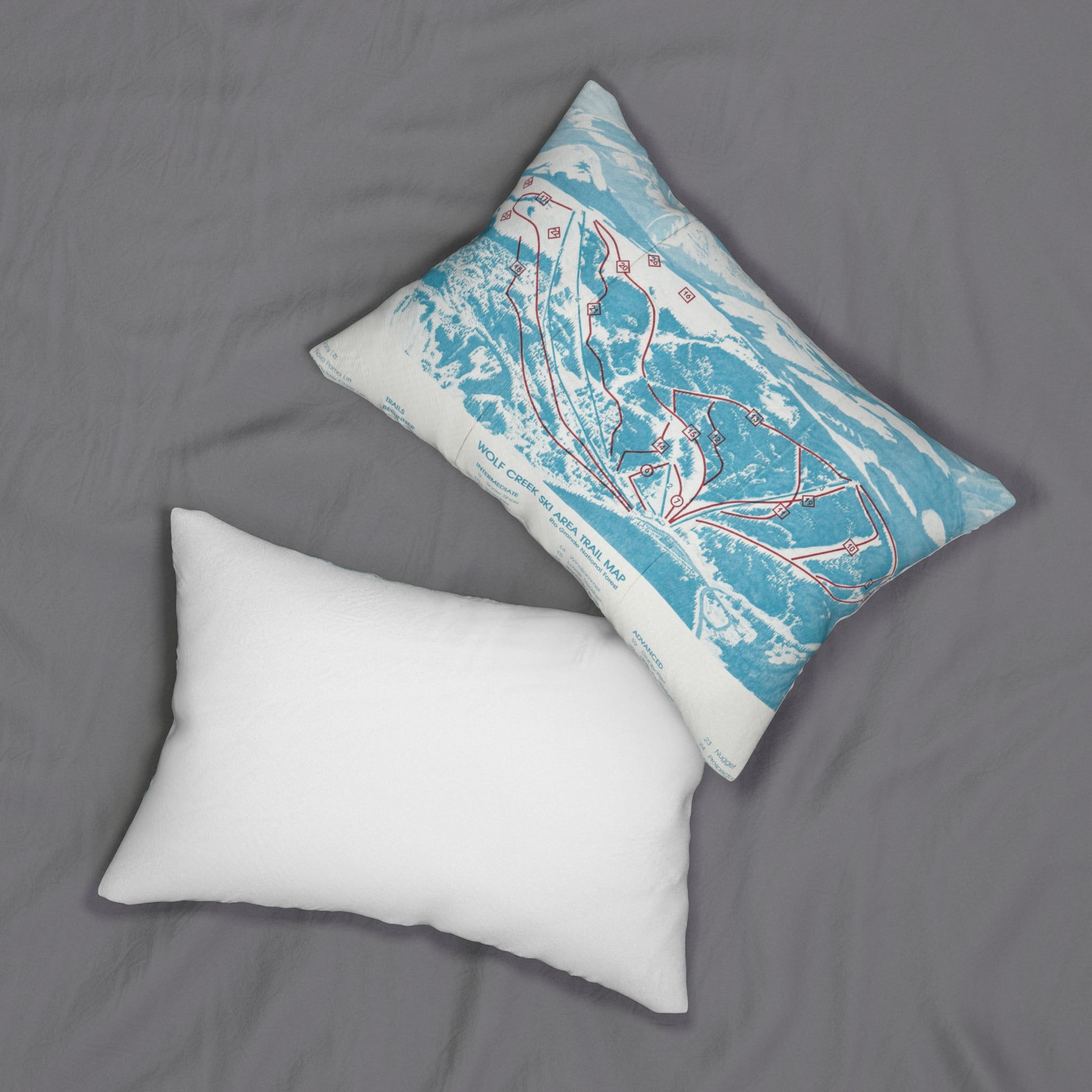 Wolf Creek Ski Trail Map Lumbar Pillow — Vintage Mountain Ski Decor
